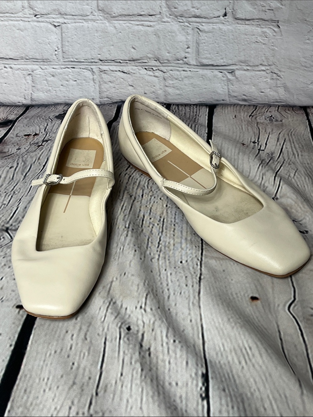 Dolce Vita Cream Mary Jane Flats with Buckle